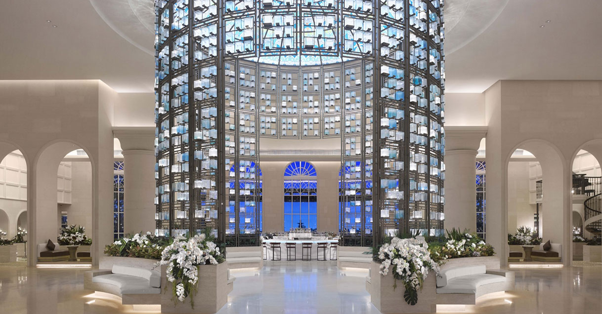Elegant and luxury hotel lobby designed by Hirsch Bender Associates